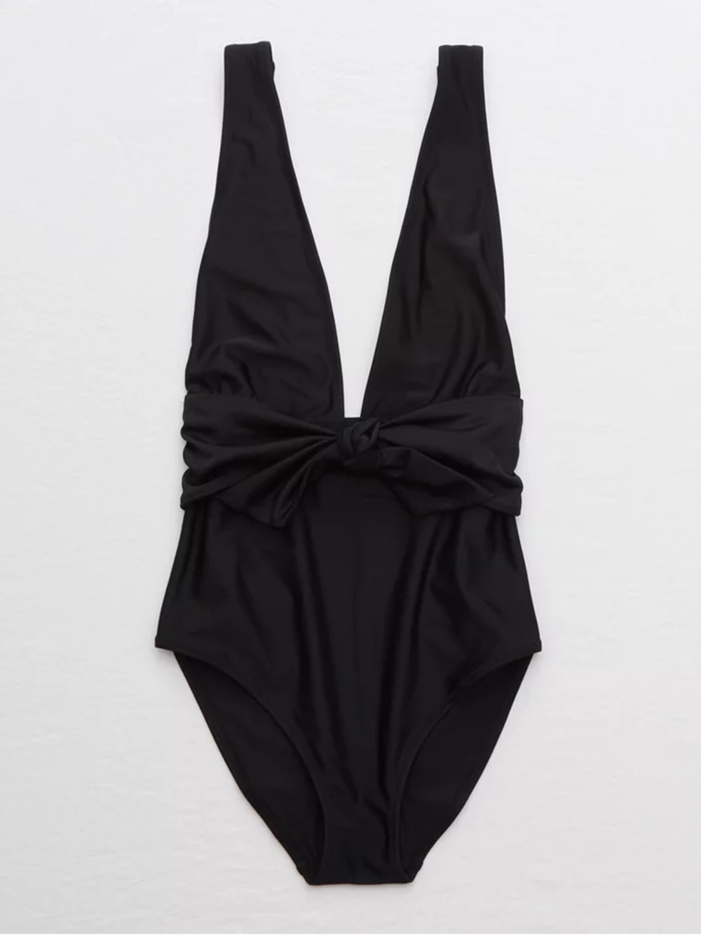 aerie Black One-Piece Swimsuit with Front Knot